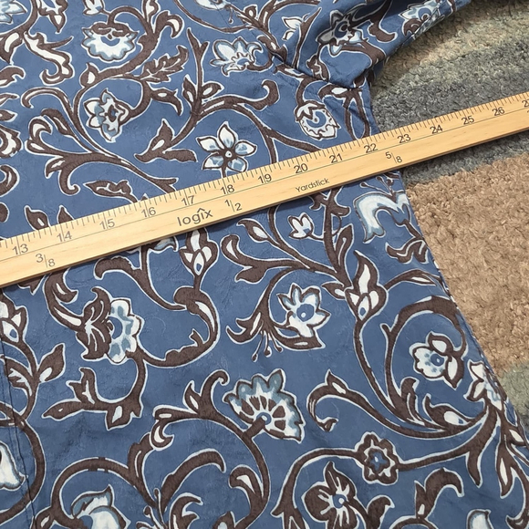 Tommy Bahama Silk Cotton Shirt Mens M Blue Brown Floral Paisley Long Sleeve - Picture 8 of 10